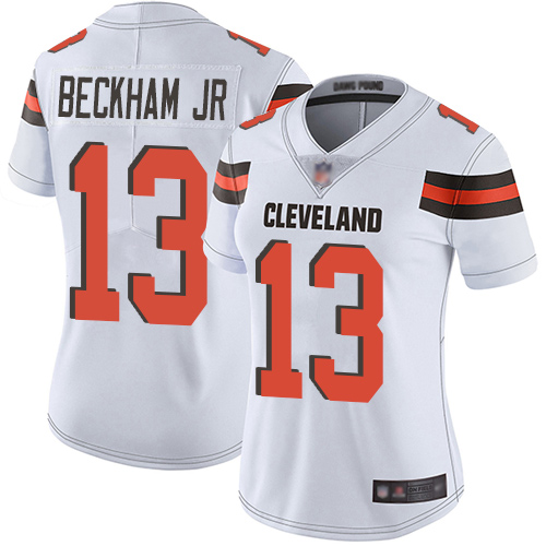 Cleveland Browns NFL Odell Beckham Jr. Women White Limited Jersey 13 Football Road Vapor Untouchable
